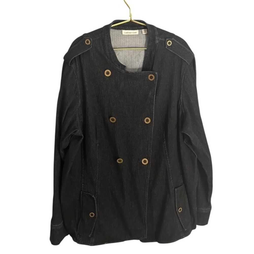 Coldwater Creek Military inspired long denim double‎ breasted Spring jacket 2X